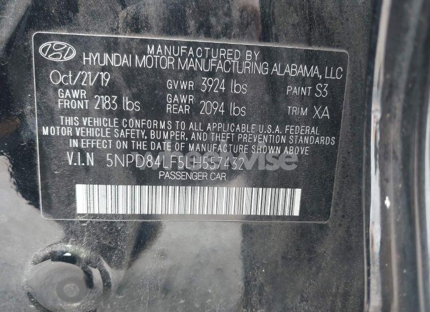 Photo 9 of 2020 Hyundai Elantra LIMITED (VIN 5NPD84LF5LH557432)