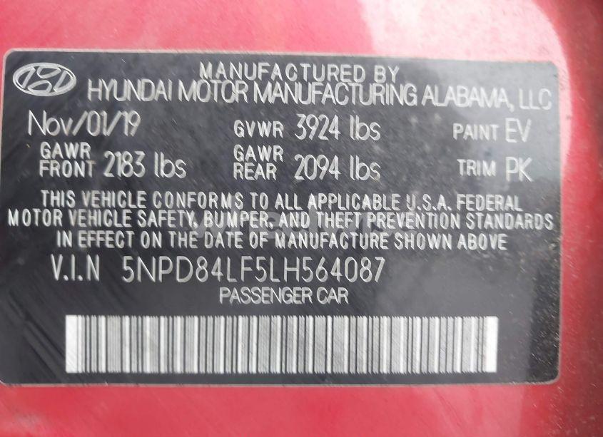 Photo 9 of 2020 Hyundai Elantra SEL (VIN 5NPD84LF5LH564087)