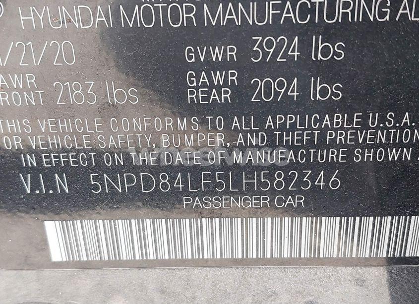 Photo 9 of 2020 Hyundai Elantra SEL (VIN 5NPD84LF5LH582346)
