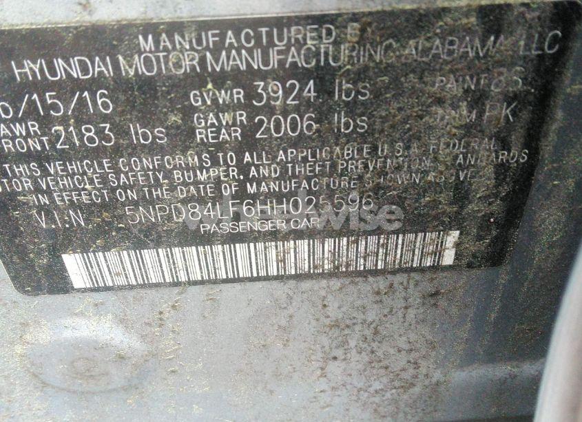 Photo 9 of 2017 Hyundai Elantra SE (VIN 5NPD84LF6HH025596)