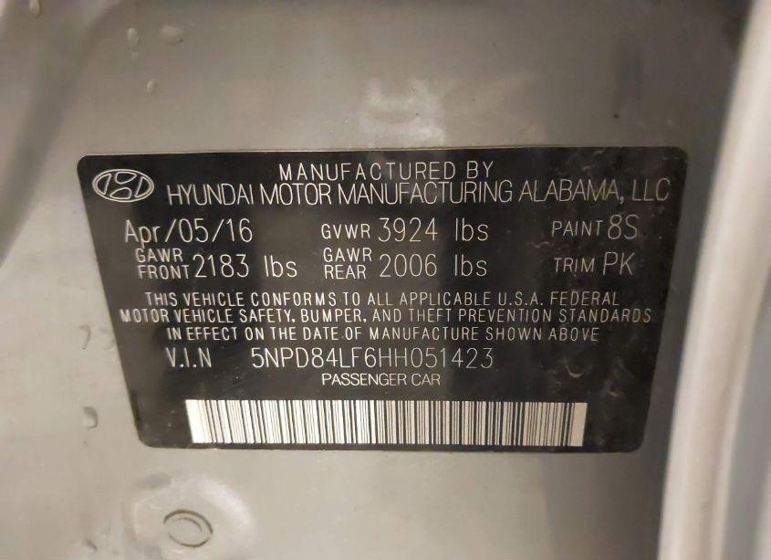 Photo 9 of 2017 Hyundai Elantra SE (VIN 5NPD84LF6HH051423)