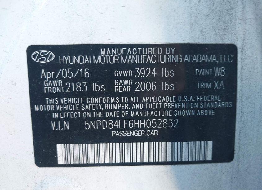 Photo 9 of 2017 Hyundai Elantra LIMITED (VIN 5NPD84LF6HH052832)