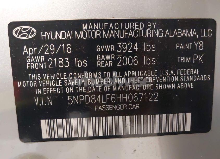 Photo 9 of 2017 Hyundai Elantra LIMITED (VIN 5NPD84LF6HH067122)