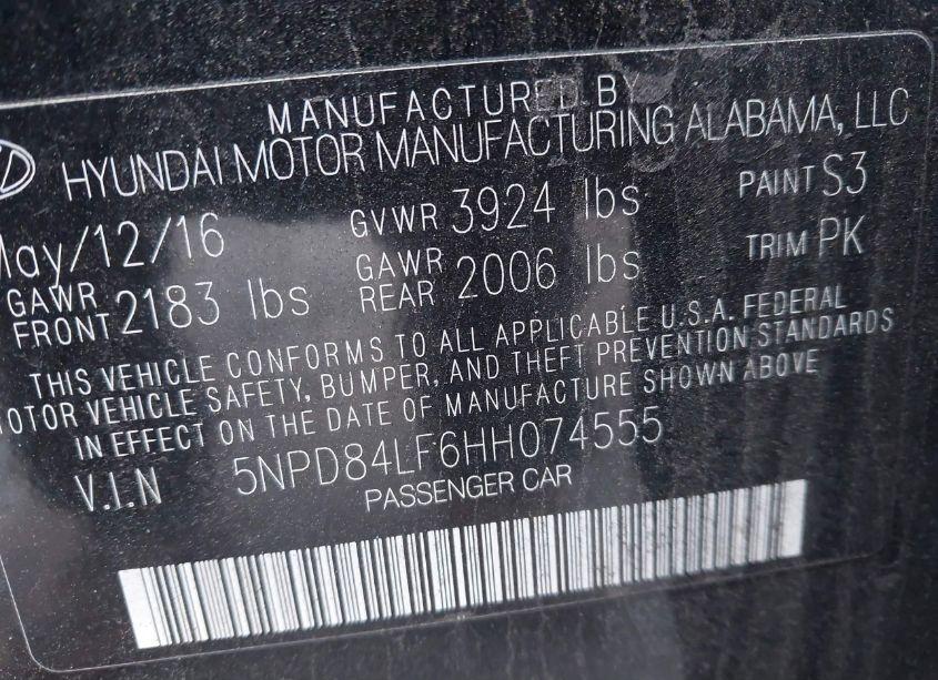 Photo 9 of 2017 Hyundai Elantra SE (VIN 5NPD84LF6HH074555)