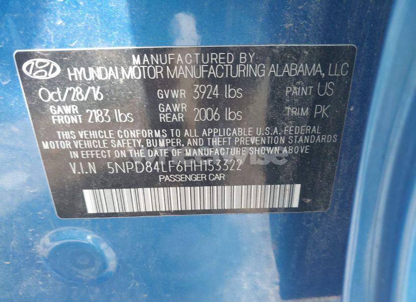 Photo 9 of 2017 Hyundai Elantra SE (VIN 5NPD84LF6HH153322)