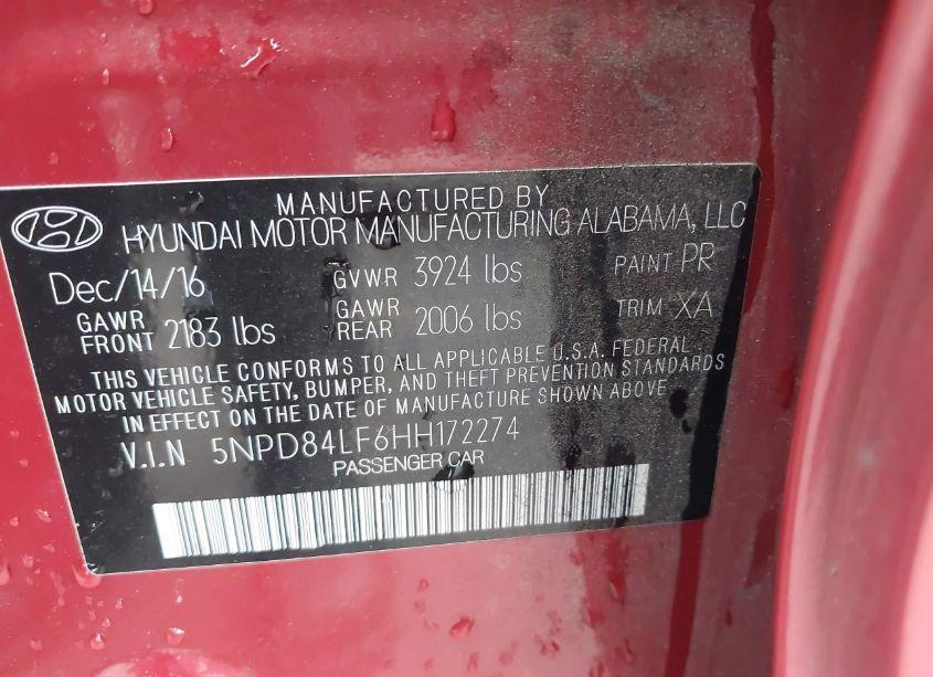 Photo 9 of 2017 Hyundai Elantra SE (VIN 5NPD84LF6HH172274)