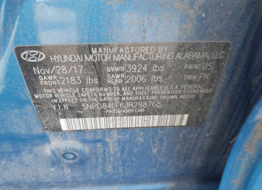 Photo 9 of 2018 Hyundai Elantra SEL (VIN 5NPD84LF6JH298768)