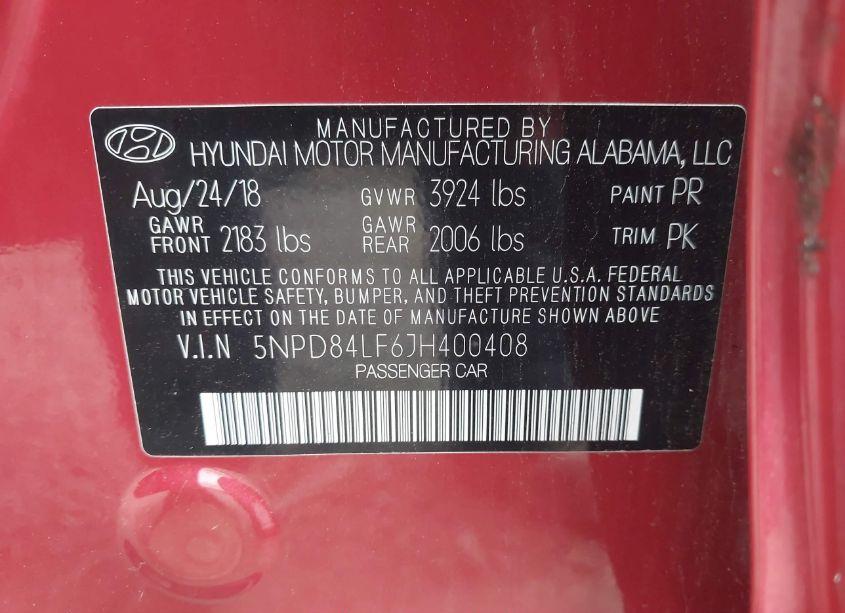 Photo 9 of 2018 Hyundai Elantra VALUE EDITION (VIN 5NPD84LF6JH400408)