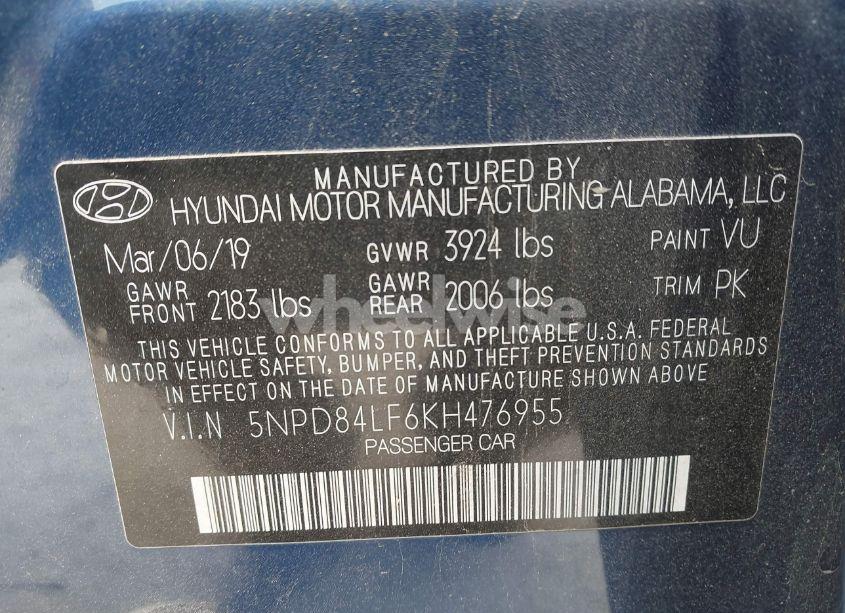 Photo 9 of 2019 Hyundai Elantra SEL (VIN 5NPD84LF6KH476955)