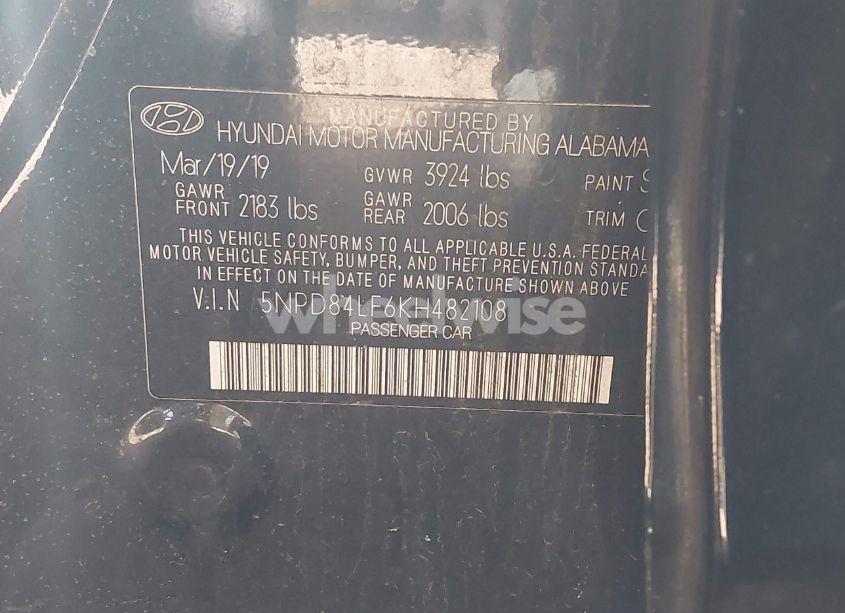 Photo 9 of 2019 Hyundai Elantra SEL (VIN 5NPD84LF6KH482108)