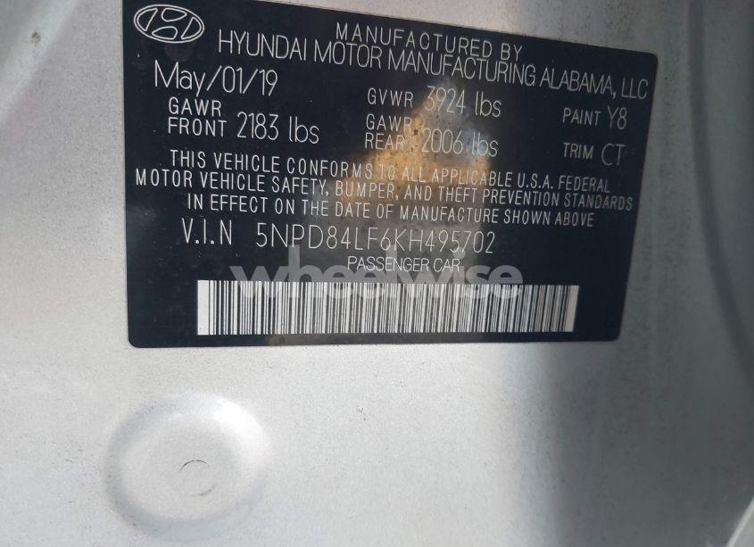 Photo 9 of 2019 Hyundai Elantra SEL (VIN 5NPD84LF6KH495702)