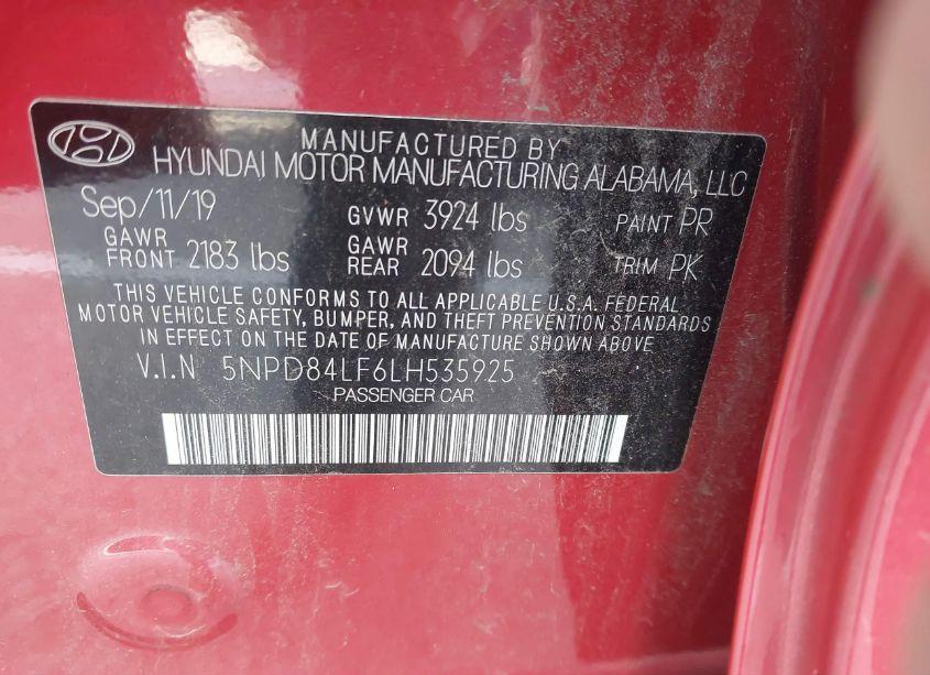 Photo 9 of 2020 Hyundai Elantra SEL (VIN 5NPD84LF6LH535925)