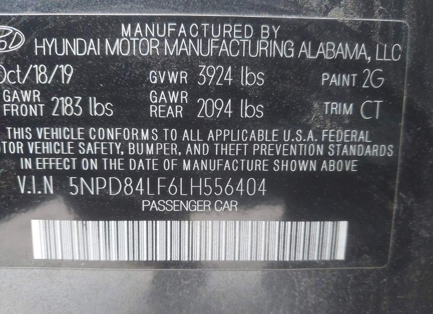 Photo 9 of 2020 Hyundai Elantra SEL (VIN 5NPD84LF6LH556404)