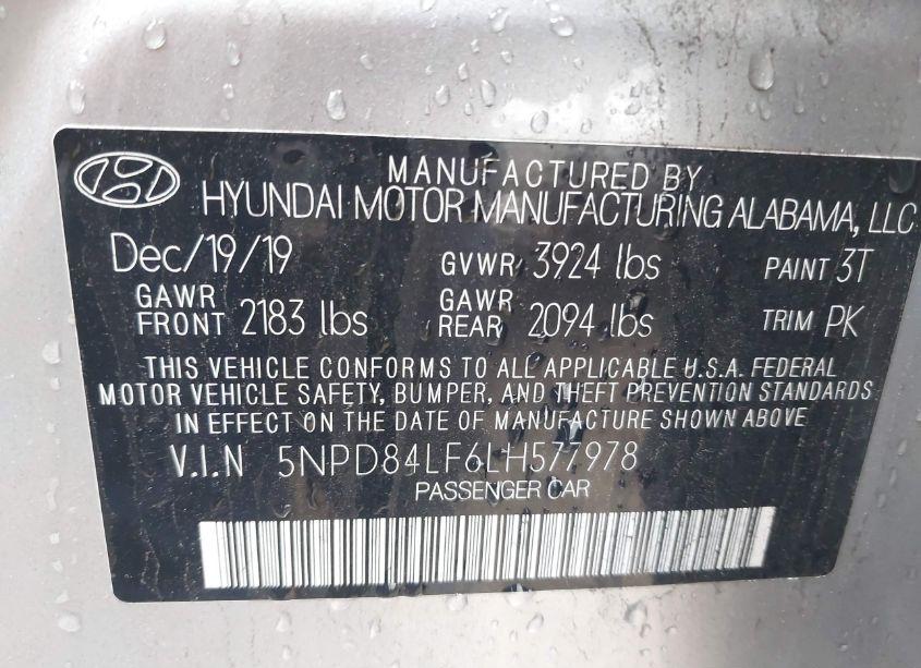 Photo 9 of 2020 Hyundai Elantra SEL (VIN 5NPD84LF6LH577978)