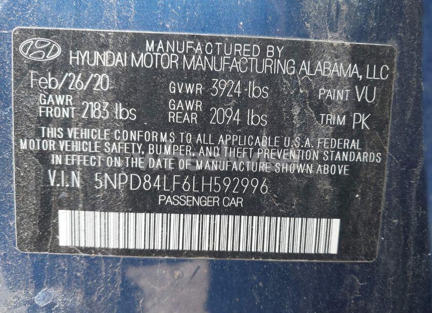 Photo 9 of 2020 Hyundai Elantra SEL (VIN 5NPD84LF6LH592996)