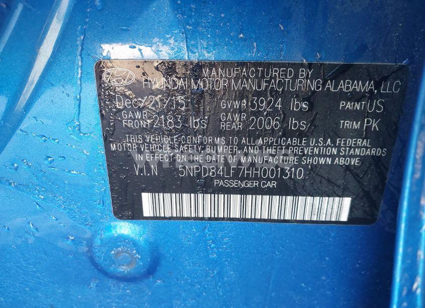 Photo 9 of 2017 Hyundai Elantra SE (VIN 5NPD84LF7HH001310)