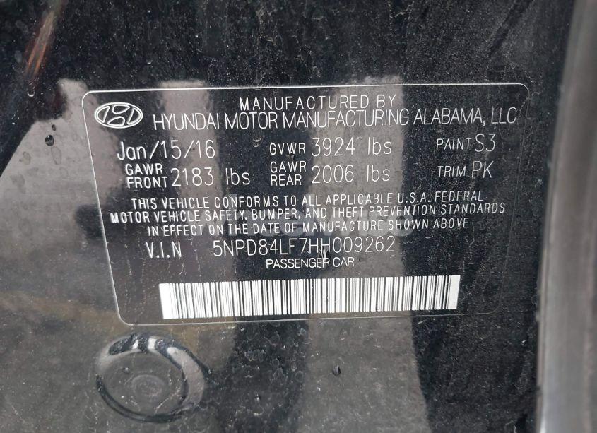 Photo 9 of 2017 Hyundai Elantra SE (VIN 5NPD84LF7HH009262)