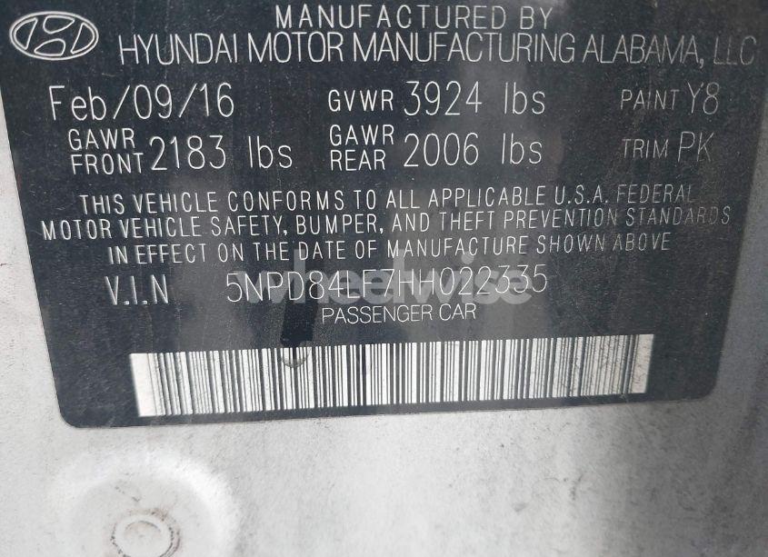 Photo 9 of 2017 Hyundai Elantra SE (VIN 5NPD84LF7HH022335)