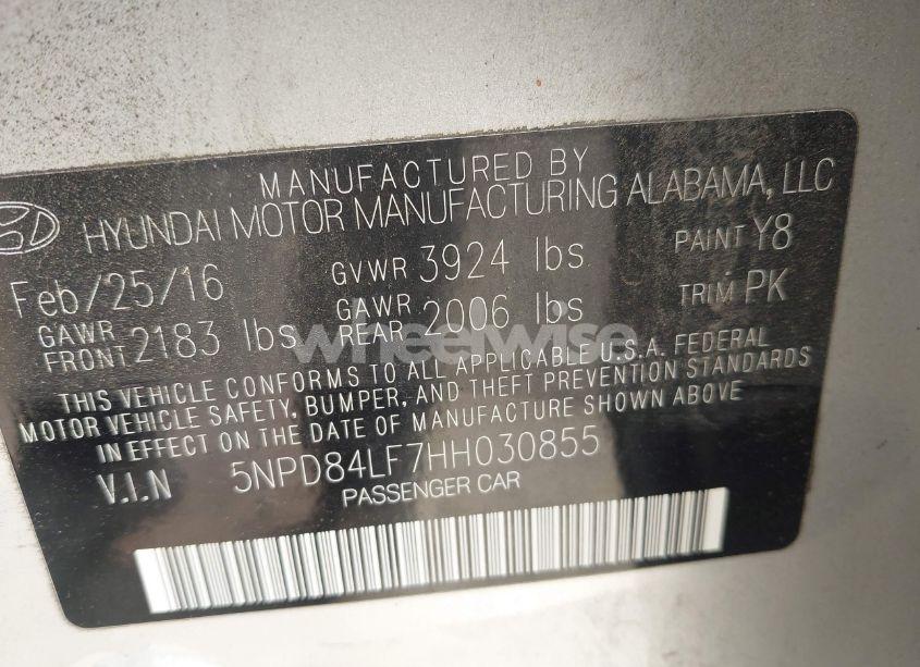 Photo 9 of 2017 Hyundai Elantra SE (VIN 5NPD84LF7HH030855)