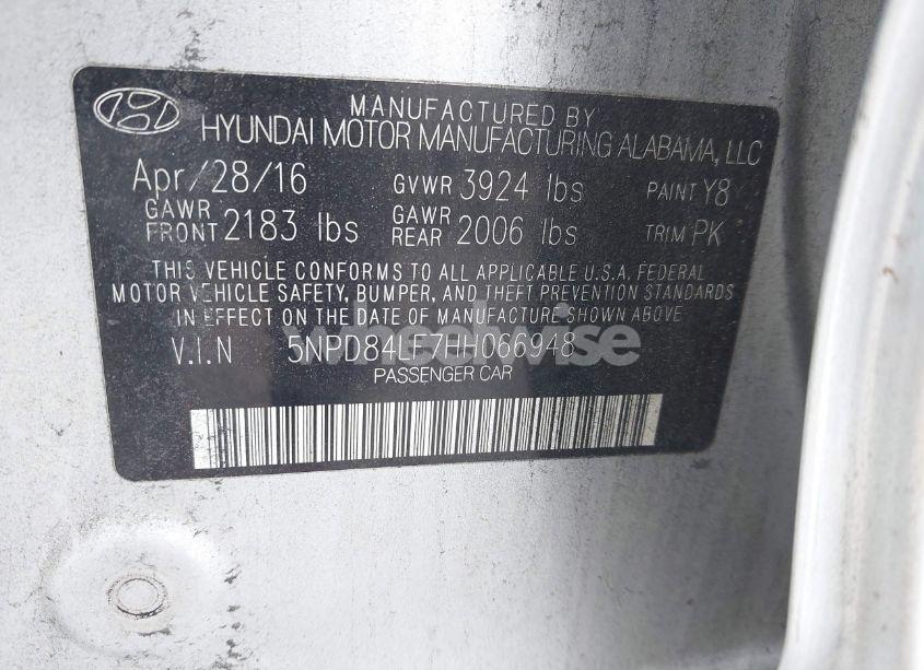 Photo 9 of 2017 Hyundai Elantra SE (VIN 5NPD84LF7HH066948)