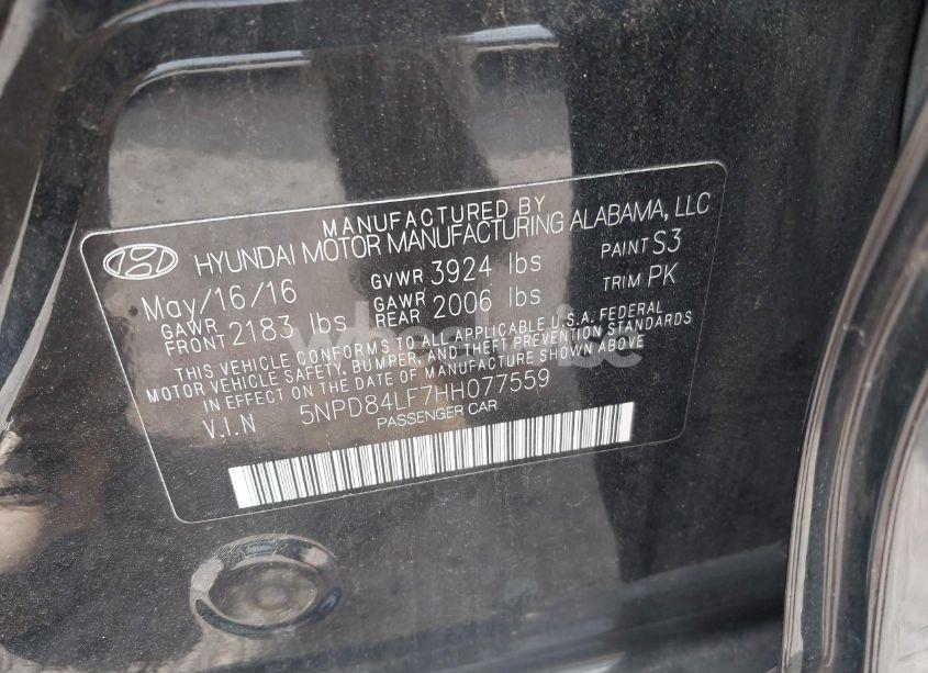 Photo 9 of 2017 Hyundai Elantra SE (VIN 5NPD84LF7HH077559)