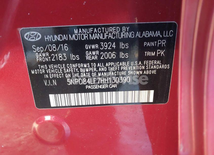 Photo 9 of 2017 Hyundai Elantra SE (VIN 5NPD84LF7HH130390)