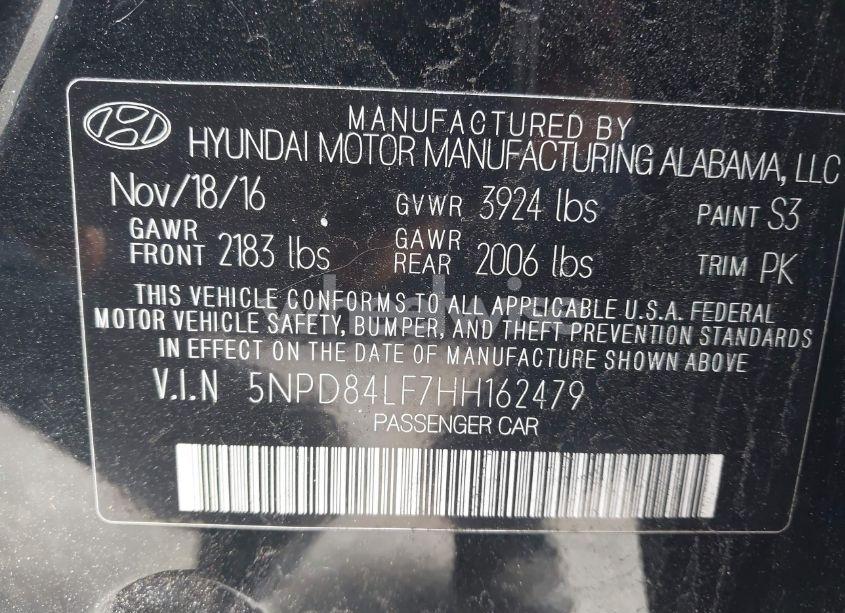 Photo 9 of 2017 Hyundai Elantra LIMITED (VIN 5NPD84LF7HH162479)