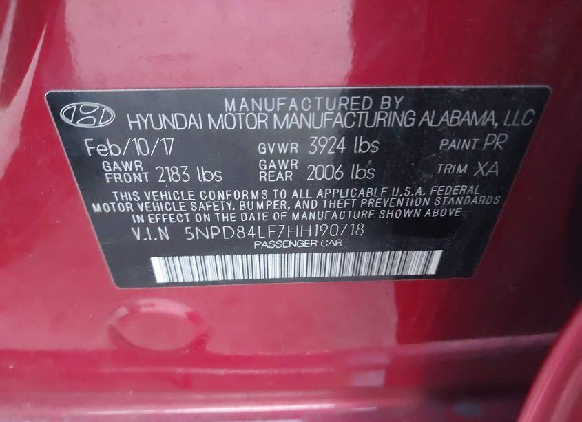 Photo 9 of 2017 Hyundai Elantra VALUE EDITION (VIN 5NPD84LF7HH190718)