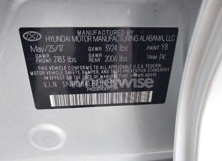 Photo 9 of 2018 Hyundai Elantra SEL (VIN 5NPD84LF7JH235713)