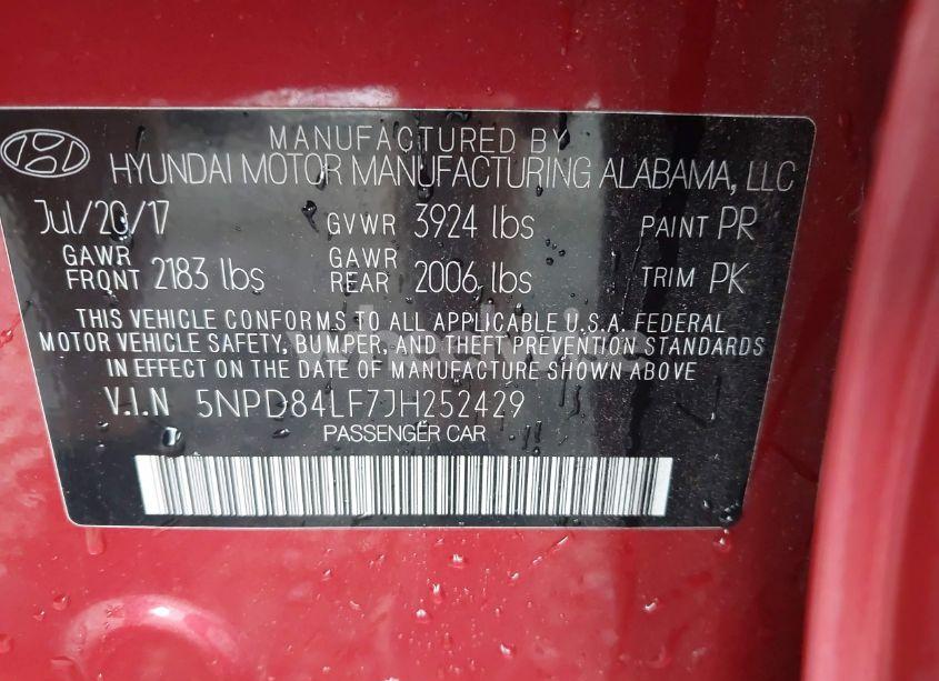 Photo 9 of 2018 Hyundai Elantra SEL (VIN 5NPD84LF7JH252429)