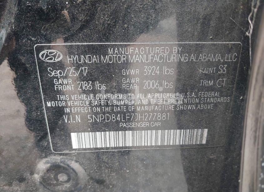 Photo 9 of 2018 Hyundai Elantra SEL (VIN 5NPD84LF7JH277881)