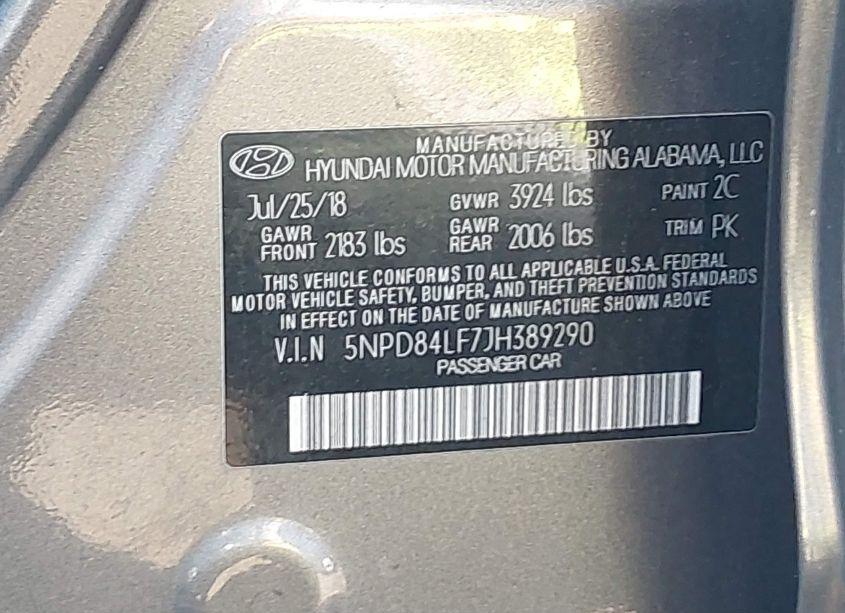 Photo 9 of 2018 Hyundai Elantra VALUE EDITION (VIN 5NPD84LF7JH389290)