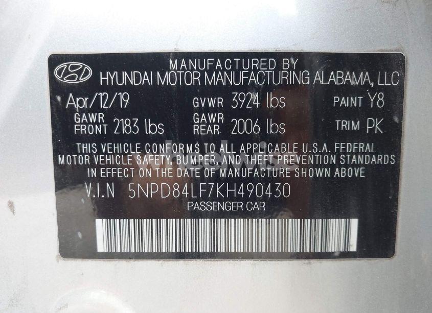 Photo 9 of 2019 Hyundai Elantra SEL (VIN 5NPD84LF7KH490430)