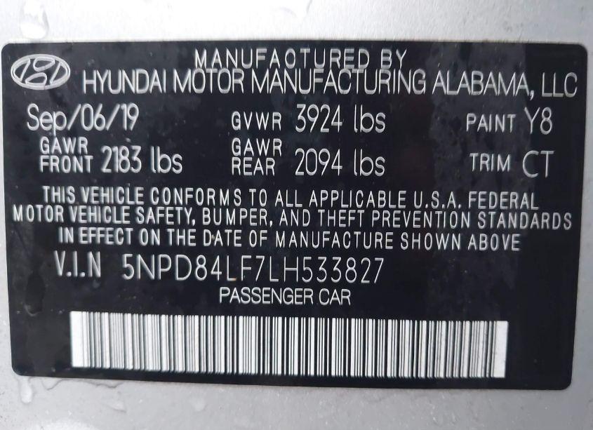 Photo 9 of 2020 Hyundai Elantra SEL (VIN 5NPD84LF7LH533827)