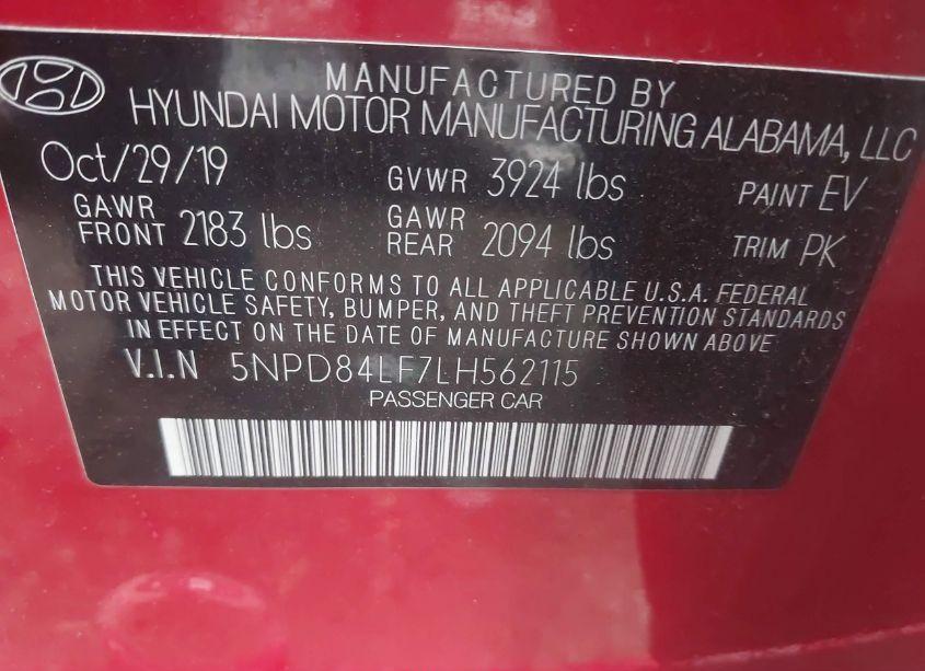 Photo 9 of 2020 Hyundai Elantra SEL (VIN 5NPD84LF7LH562115)