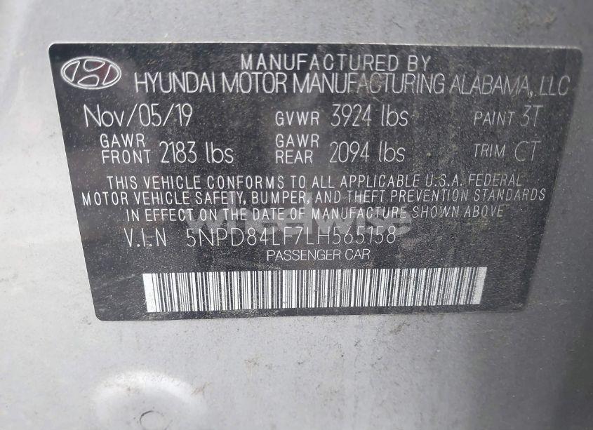 Photo 9 of 2020 Hyundai Elantra LIMITED (VIN 5NPD84LF7LH565158)