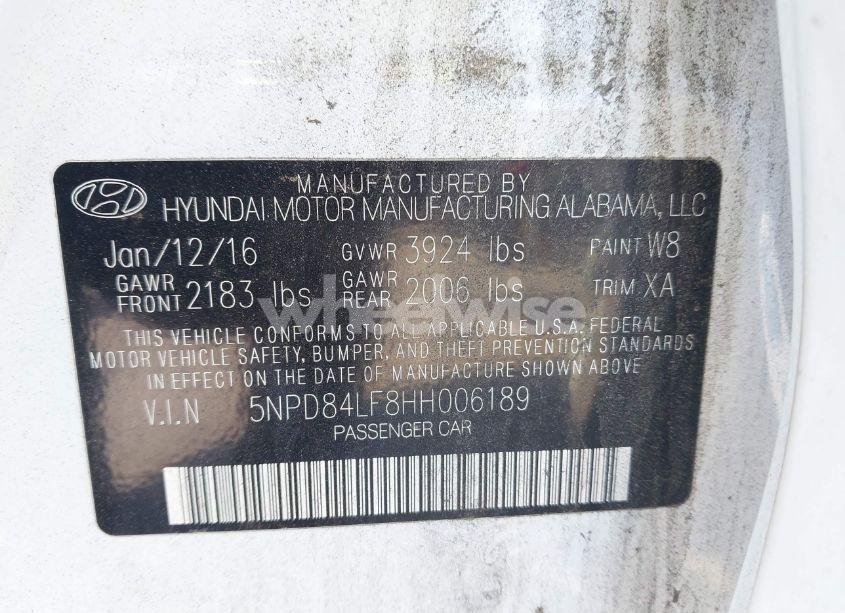 Photo 9 of 2017 Hyundai Elantra LIMITED (VIN 5NPD84LF8HH006189)