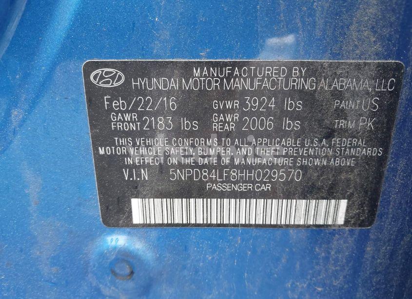 Photo 9 of 2017 Hyundai Elantra SE (VIN 5NPD84LF8HH029570)