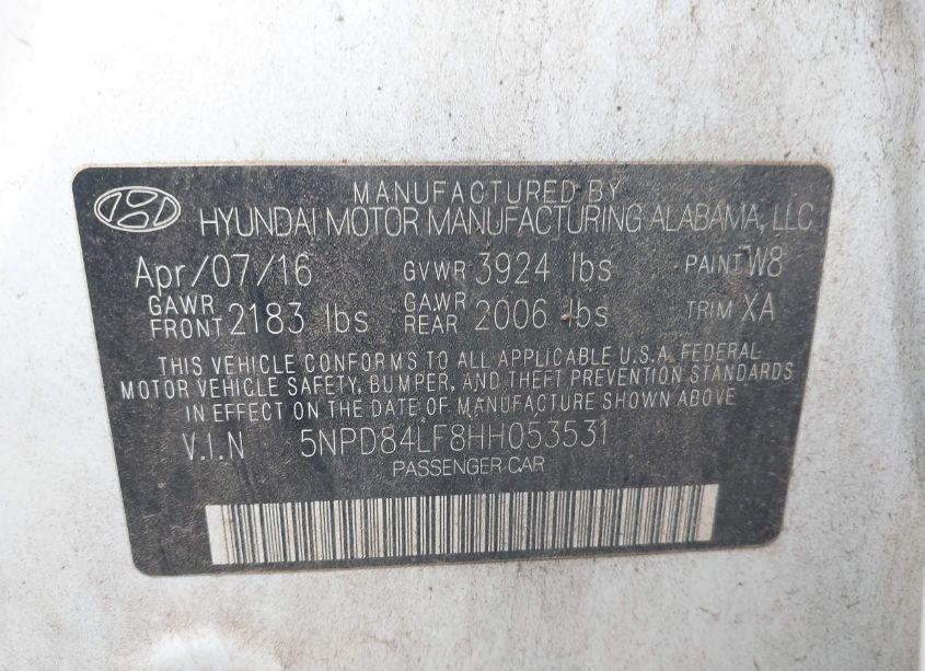 Photo 9 of 2017 Hyundai Elantra LIMITED (VIN 5NPD84LF8HH053531)