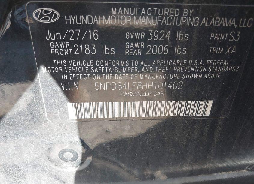 Photo 9 of 2017 Hyundai Elantra SE (VIN 5NPD84LF8HH101402)