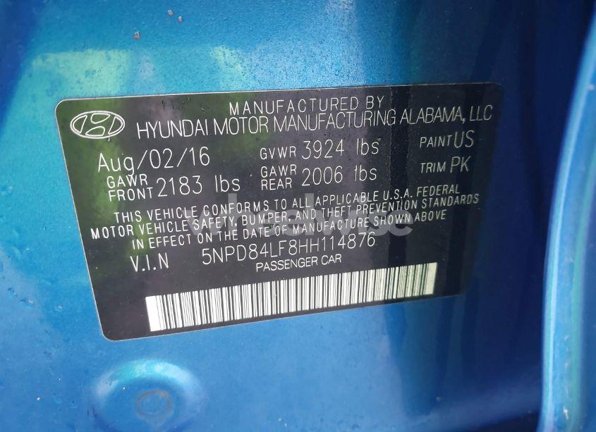 Photo 9 of 2017 Hyundai Elantra LIMITED (VIN 5NPD84LF8HH114876)