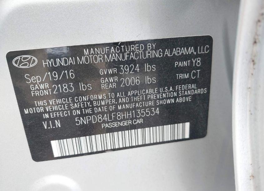 Photo 9 of 2017 Hyundai Elantra VALUE EDITION (VIN 5NPD84LF8HH135534)