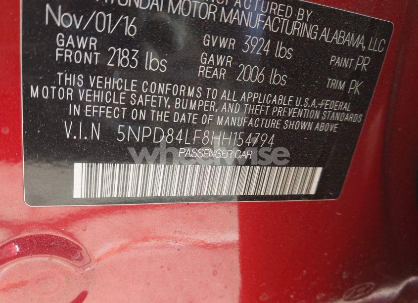 Photo 9 of 2017 Hyundai Elantra SE (VIN 5NPD84LF8HH154794)