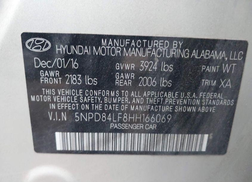 Photo 9 of 2017 Hyundai Elantra VALUE EDITION (VIN 5NPD84LF8HH166069)