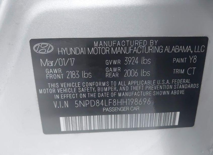 Photo 9 of 2017 Hyundai Elantra VALUE EDITION (VIN 5NPD84LF8HH198696)