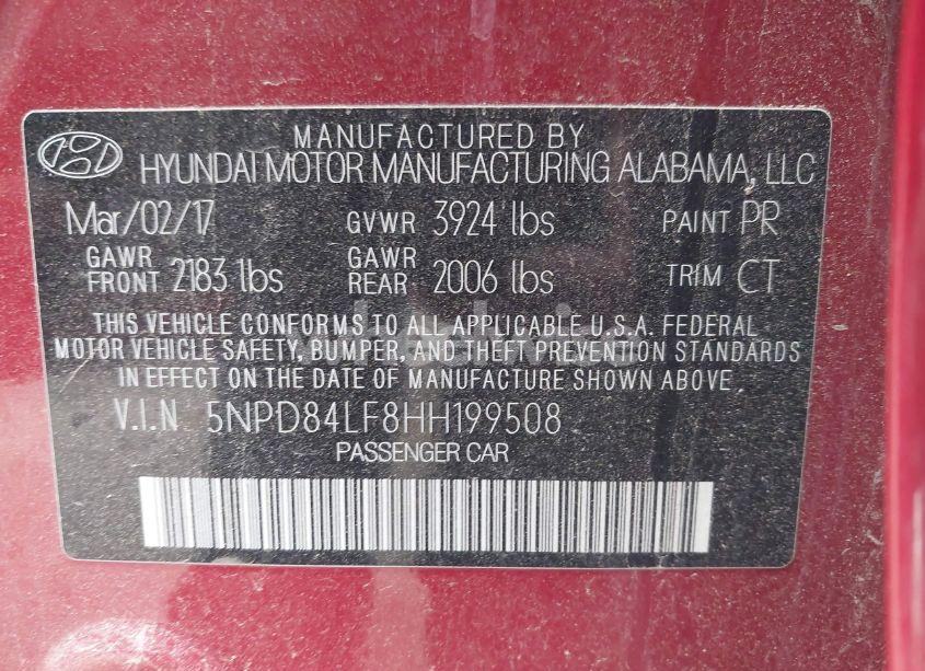 Photo 9 of 2017 Hyundai Elantra VALUE EDITION (VIN 5NPD84LF8HH199508)