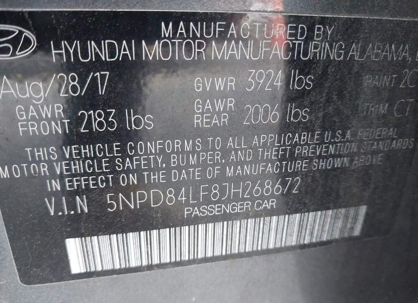 Photo 9 of 2018 Hyundai Elantra VALUE EDITION (VIN 5NPD84LF8JH268672)