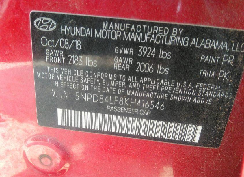 Photo 9 of 2019 Hyundai Elantra SEL (VIN 5NPD84LF8KH416546)