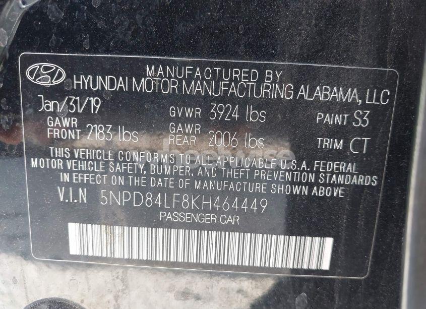 Photo 9 of 2019 Hyundai Elantra VALUE EDITION (VIN 5NPD84LF8KH464449)