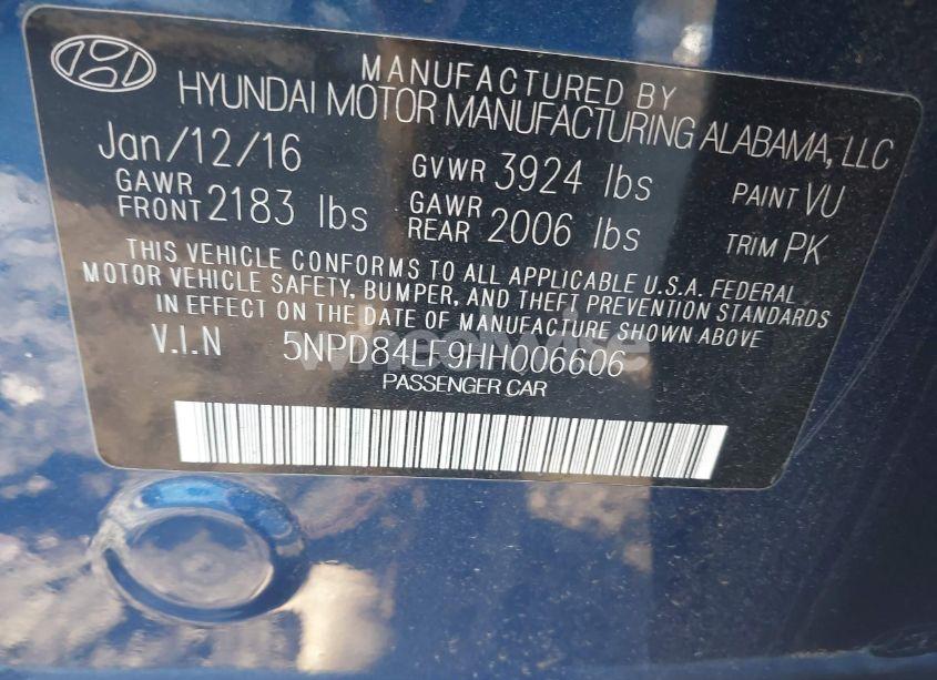 Photo 9 of 2017 Hyundai Elantra SE (VIN 5NPD84LF9HH006606)